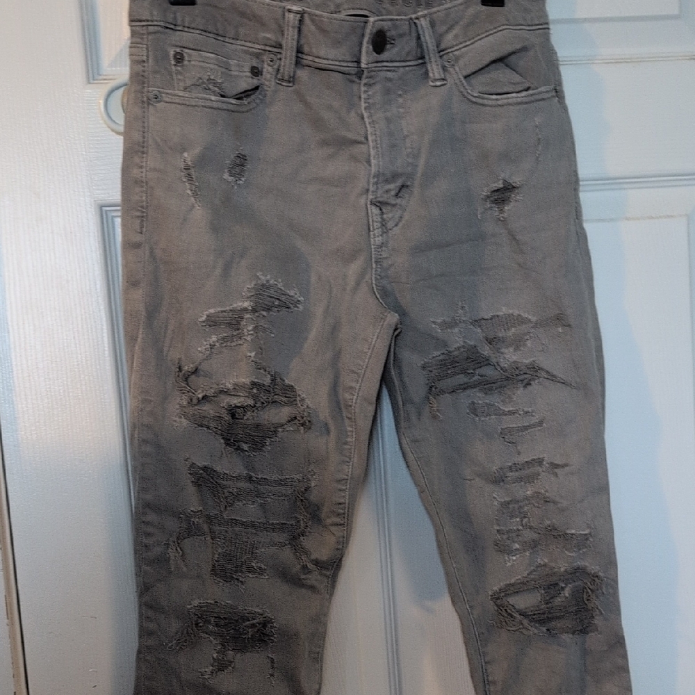 American Eagle Outfitters Gray Skinny Distressed Jeans